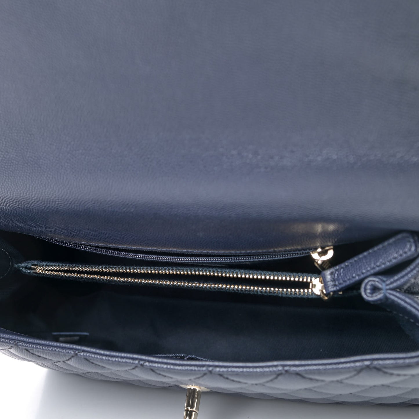 Caviar Quilted Small Coco Handle Flap Navy Blue