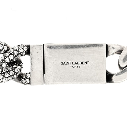 Saint Laurent Crystal Curb Chain Necklace Oxidized Silver 4 of 4