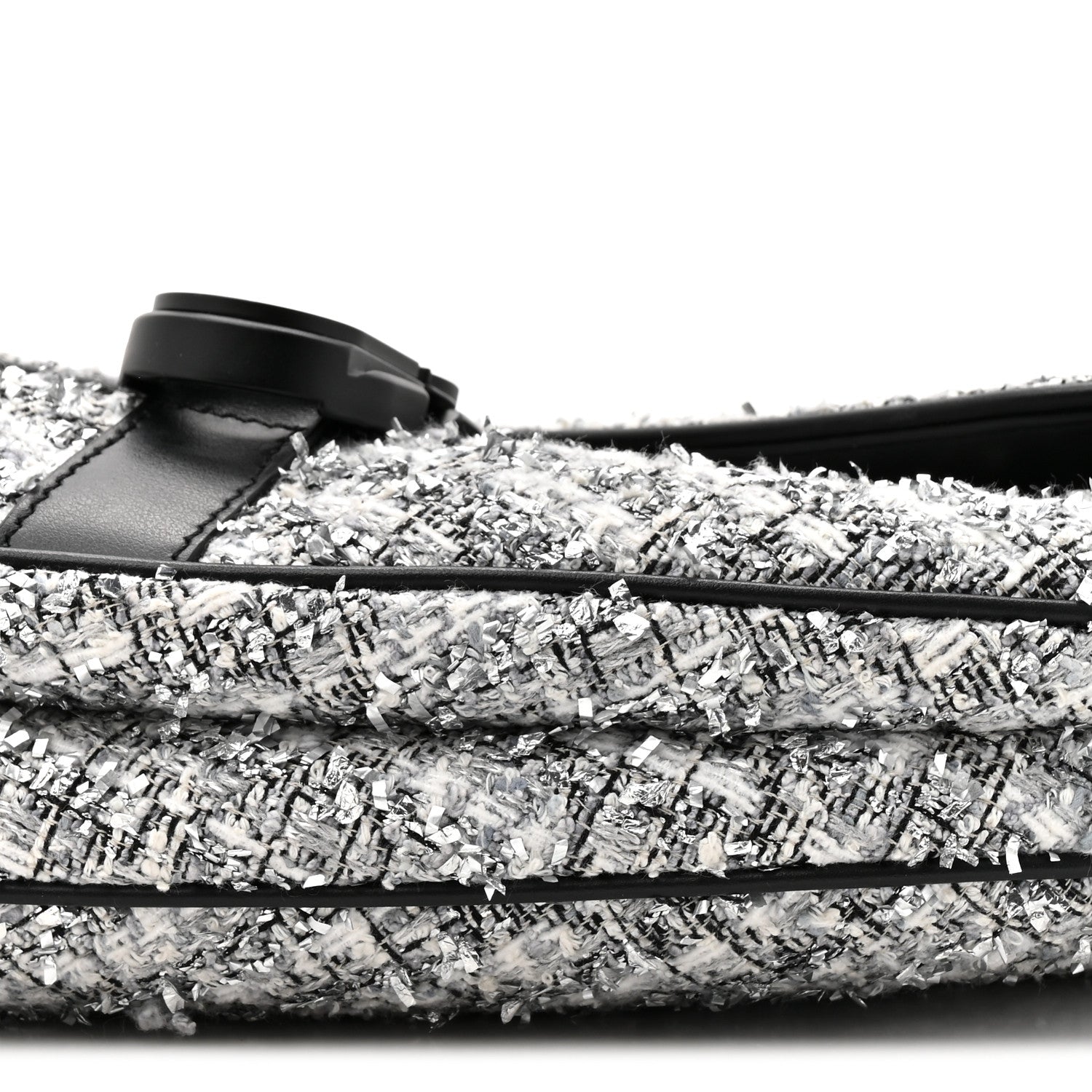 Christian Dior Tweed Saddle Crossbody Bag Black Silver 10 of 13