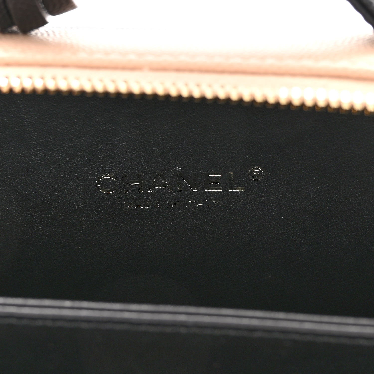 Chanel Caviar Quilted Small CC Filigree Vanity Case Beige Black 6 of 10