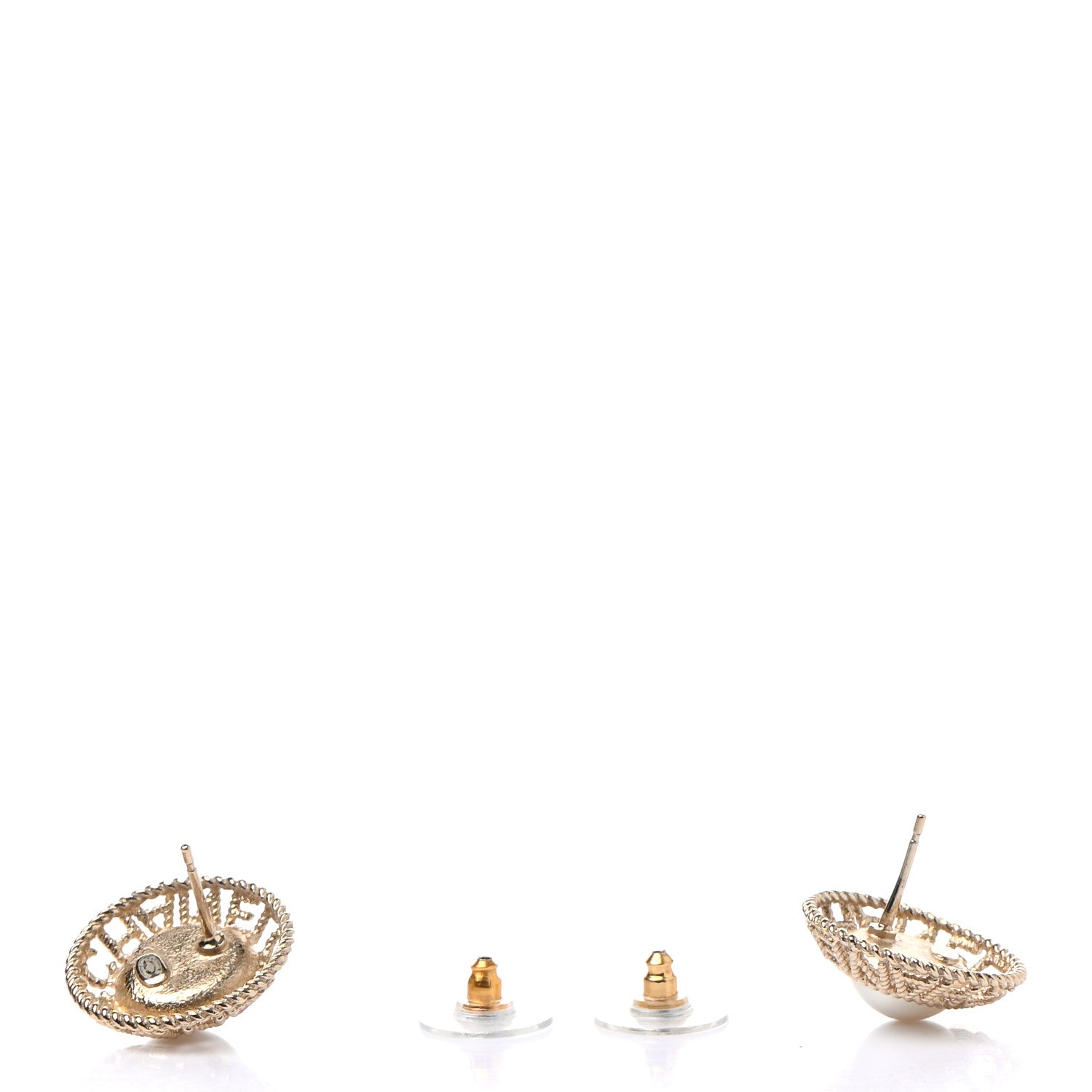 Chanel Pearl CC Round Rope Logo Earrings Gold 3 of 5