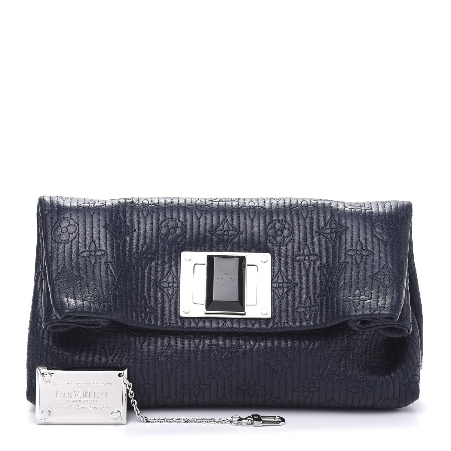Louis Vuitton Calfskin Quilted Monogram Altair Clutch Navy 2 of 13