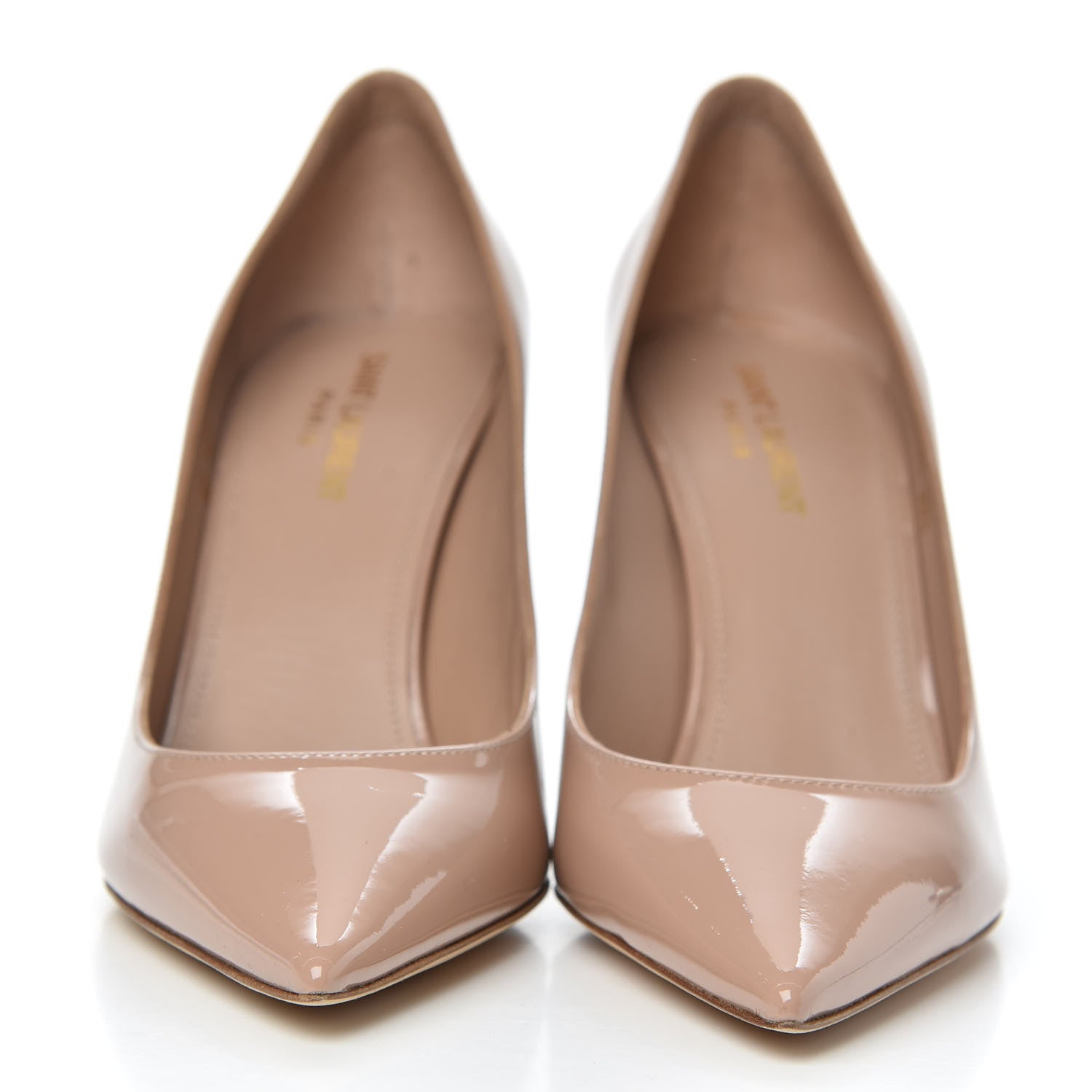 Saint Laurent Patent Calfskin Zoe 85 Pumps 38.5 Nude 2 of 10