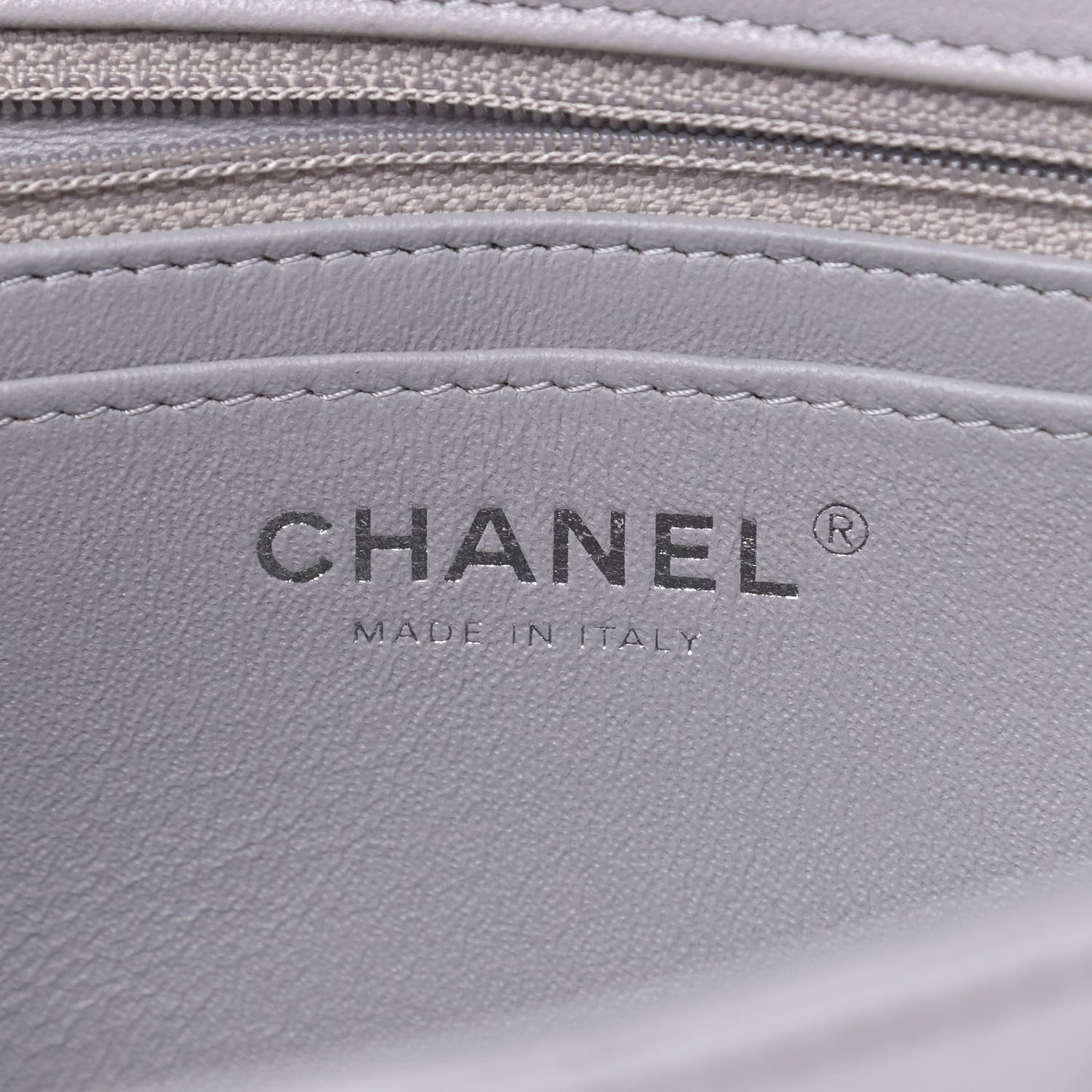 Lambskin Quilted Mini Rectangular Flap Grey