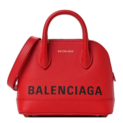 Balenciaga Signature Grained Calfskin Logo XXS Ville Top Handle Bag Rouge Coquelicot Black 1 of 9
