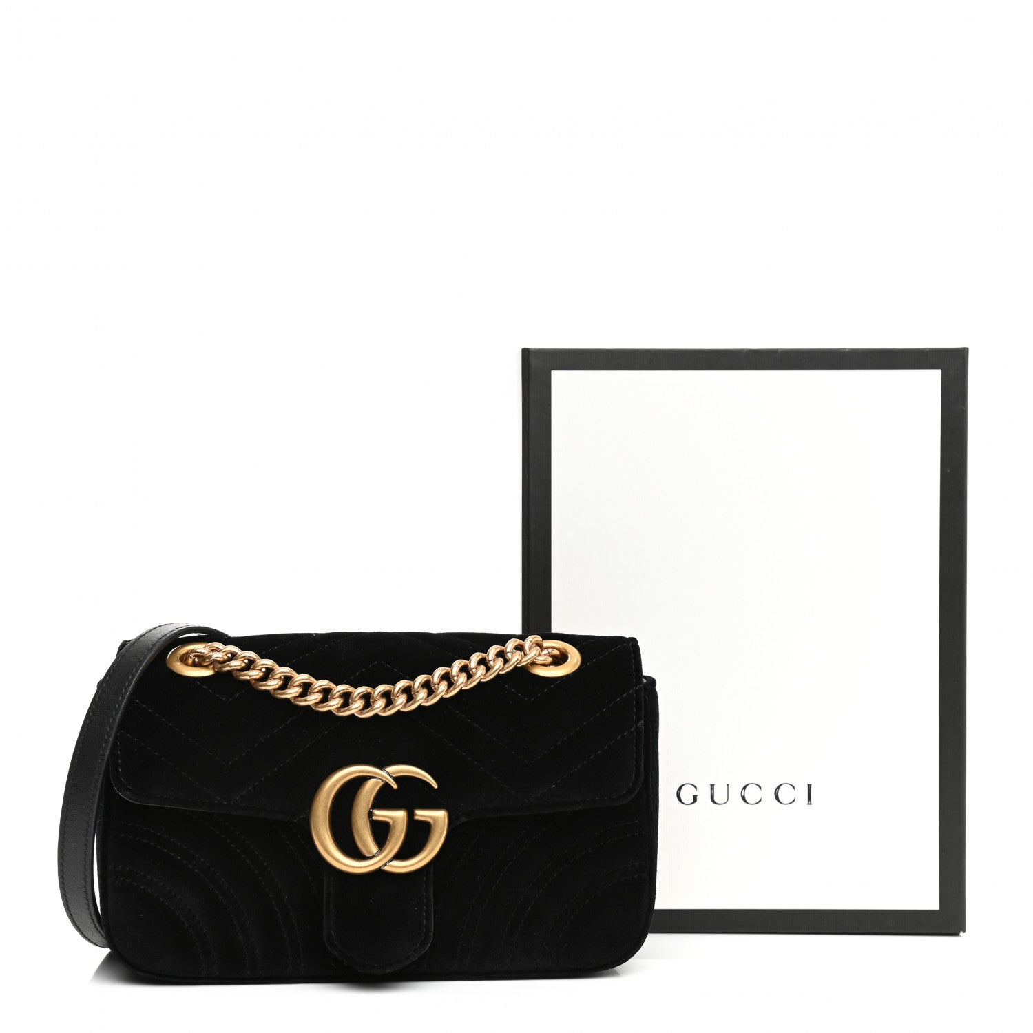 Gucci Velvet Matelasse Mini GG Marmont Shoulder Bag Black 13 of 13