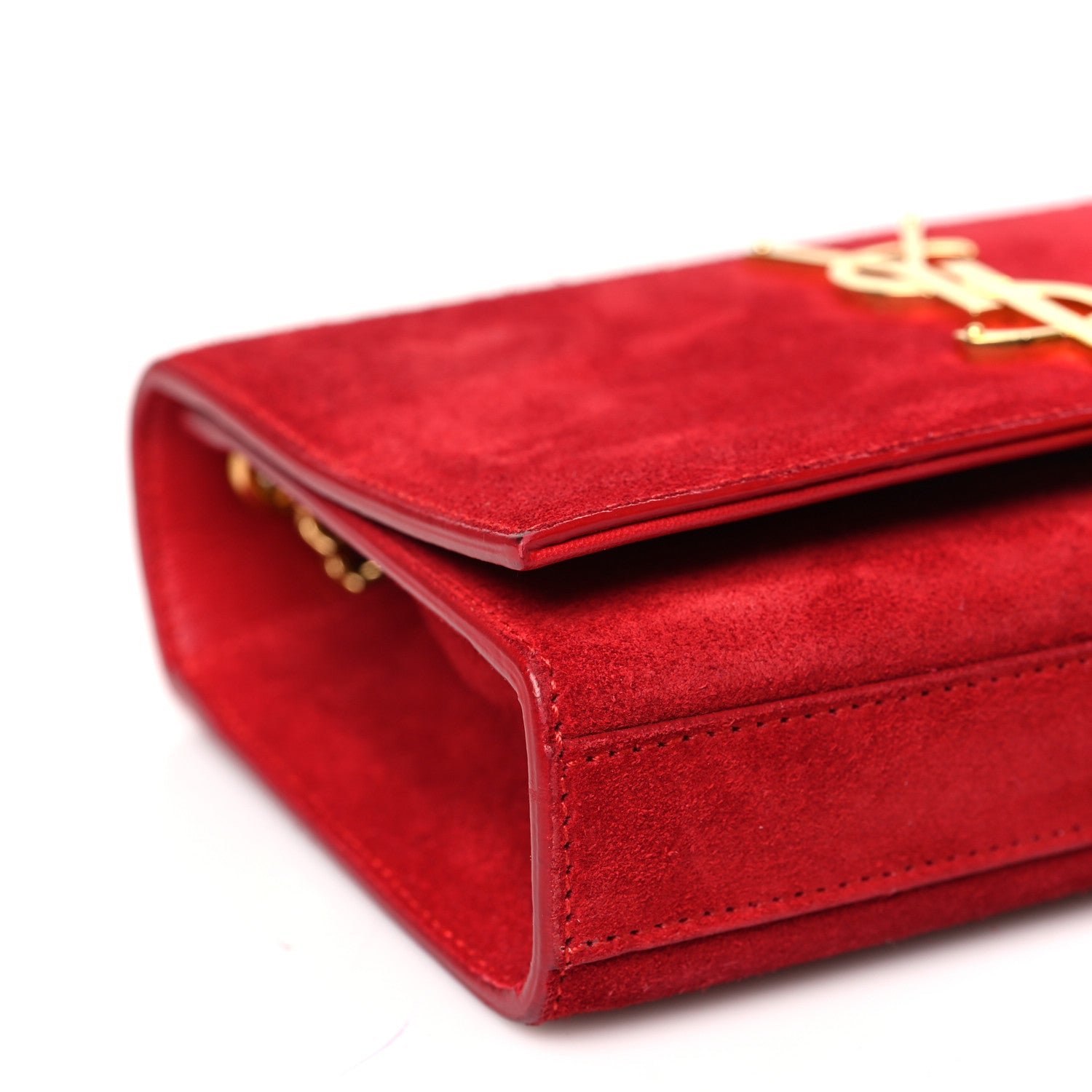 Saint Laurent Suede Small Classic Monogram Kate Tassel Satchel Red 9 of 12