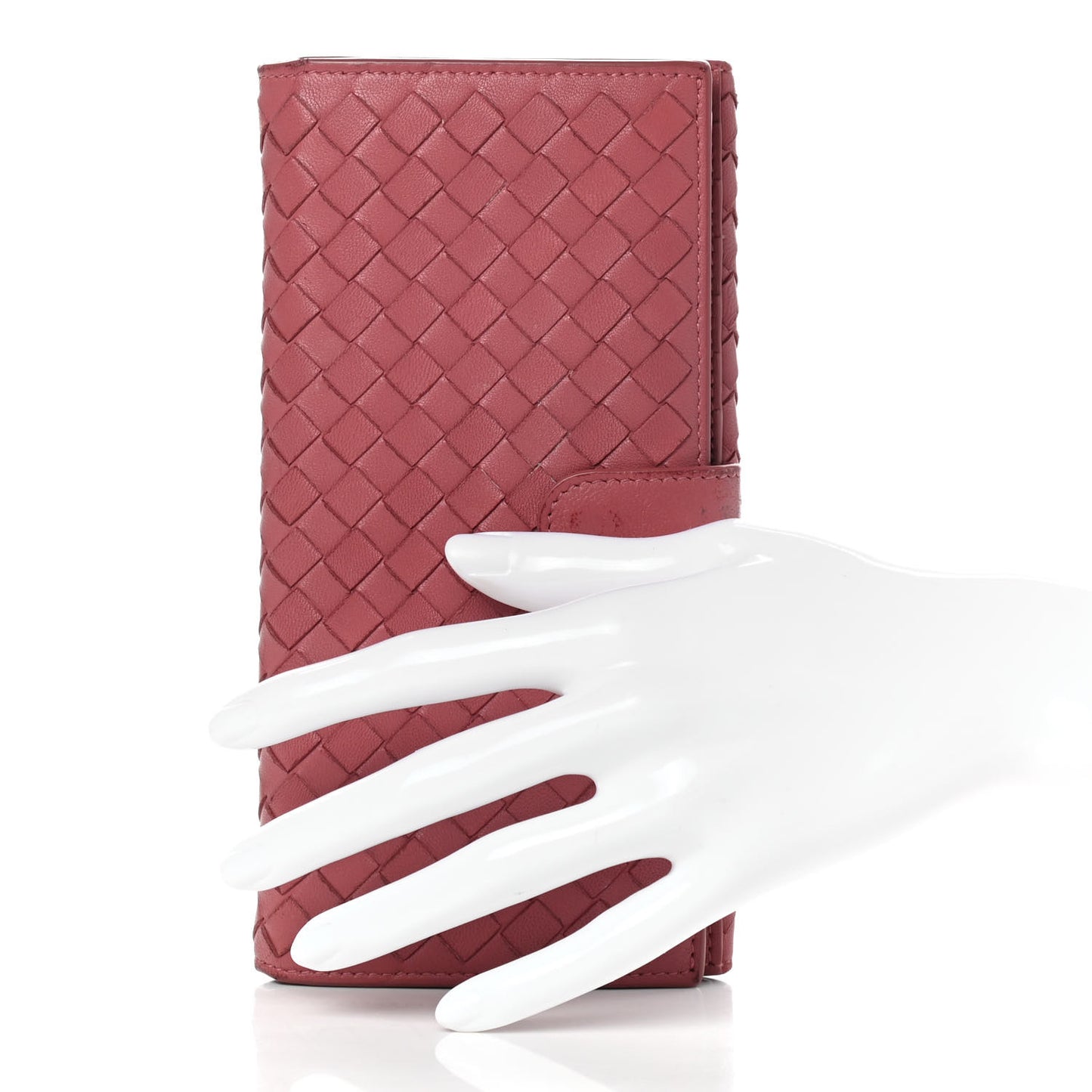 Nappa Intrecciato Continental Snap Wallet Corallo