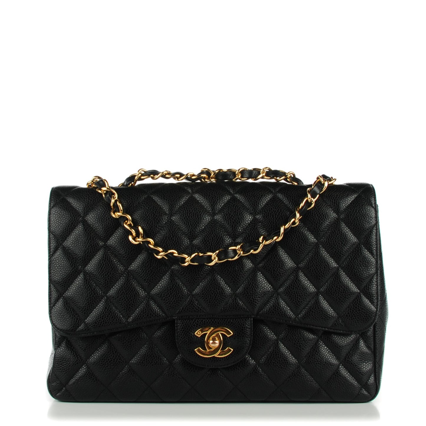 Caviar Quilted Jumbo Single Flap Black