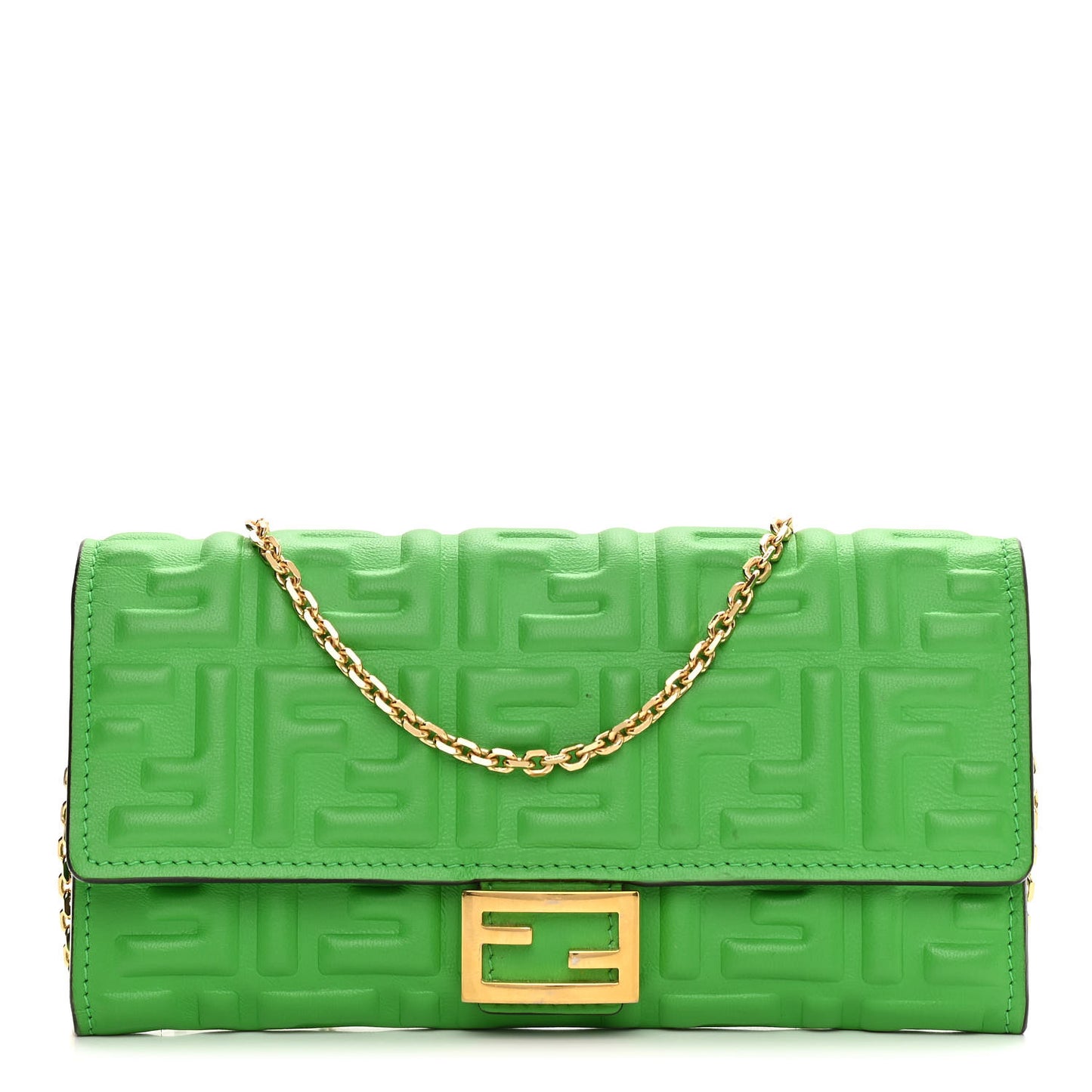 Nappa Matisse FF Embossed Continental Wallet On Chain Tomatillo