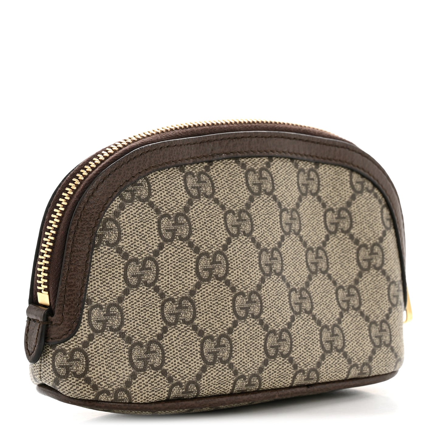GG Supreme Monogram Textured Calfskin Web Medium Ophidia Cosmetic Case Beige Ebony New Acero