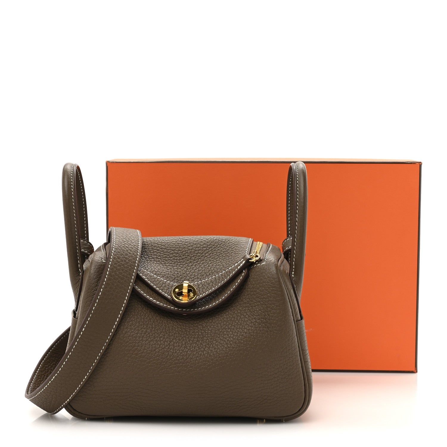 Hermes Taurillon Clemence Mini Lindy 20 Etoupe 11 of 11
