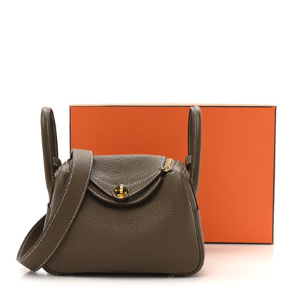 Hermes Taurillon Clemence Mini Lindy 20 Etoupe 11 of 11