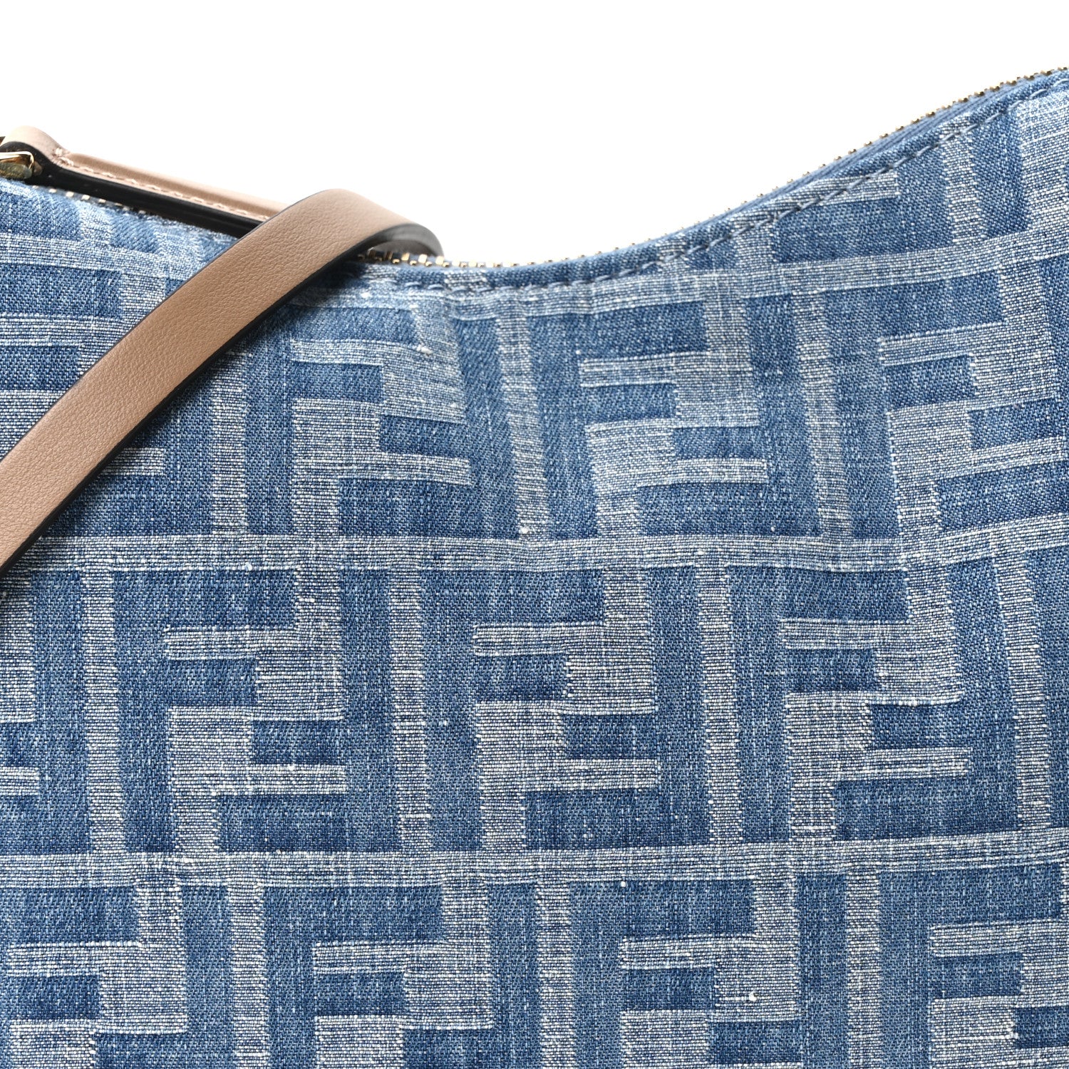 Fendi Denim Vitello King F is Fendi FF Embroidered Mini Fendigraphy Hobo Bag Denim Sand 8 of 11