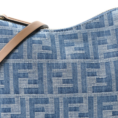 Fendi Denim Vitello King F is Fendi FF Embroidered Mini Fendigraphy Hobo Bag Denim Sand 8 of 11