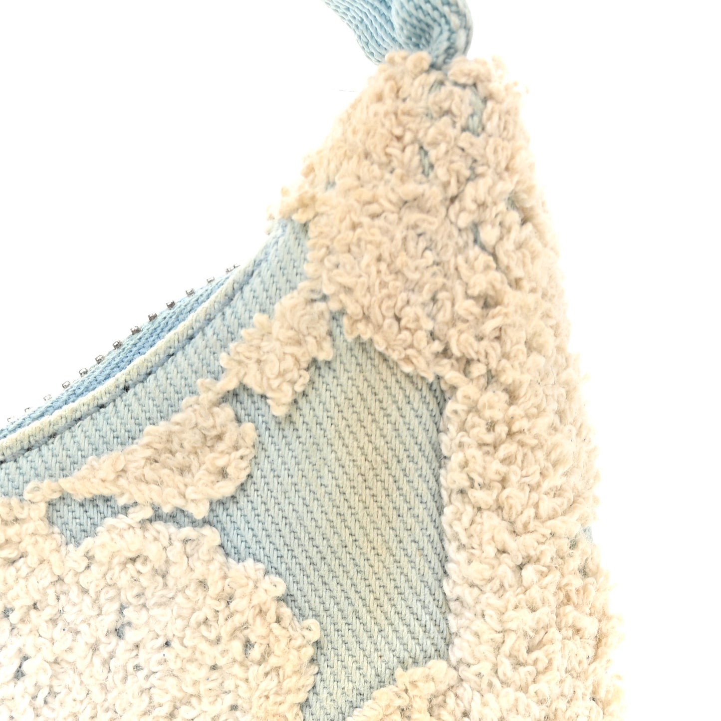 Nylon Embroidered Drill Mini Re-Edition 2000 Bag Sky Blue White