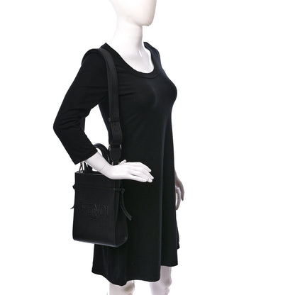 Fendi Vitello Cher Logo Embossed Mini Go To Shopper Tote Black 2 of 9