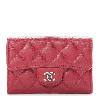 Chanel Caviar Quilted Flap Card Holder Dark Pink 1 of 9