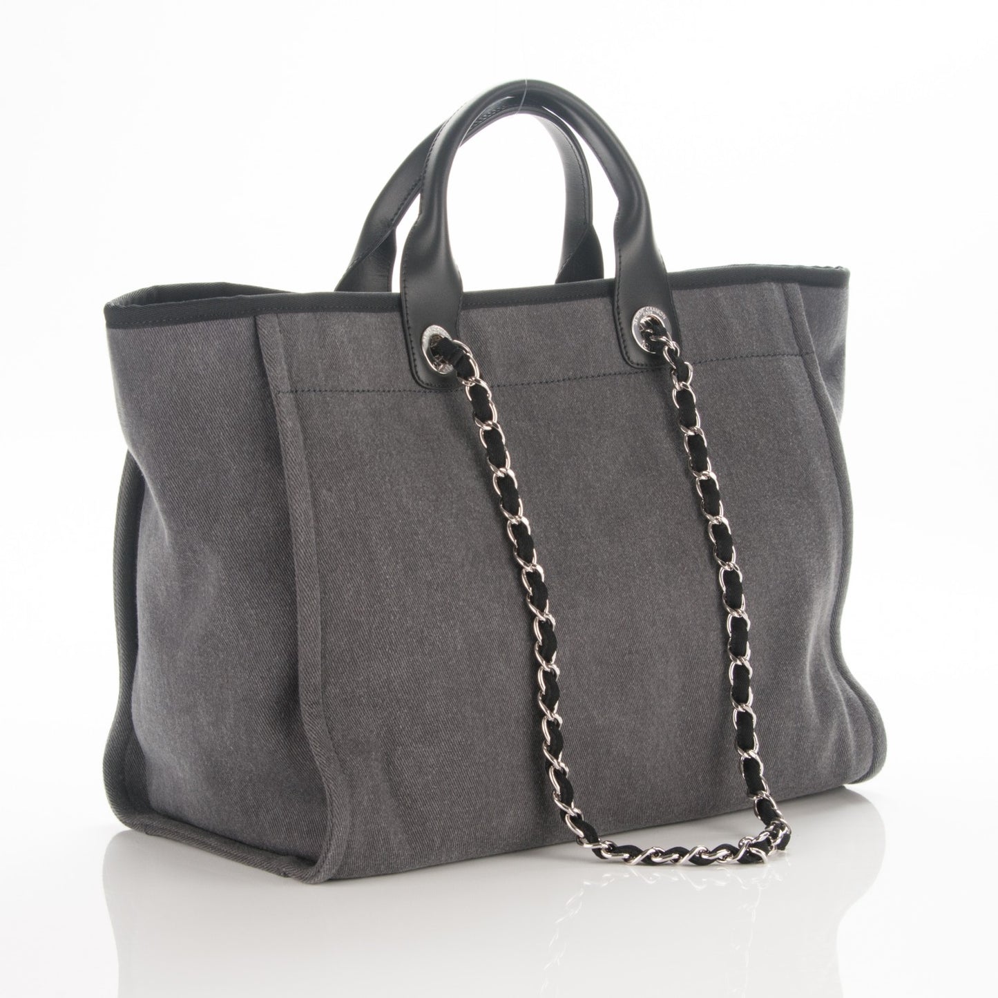 Canvas Sequin Large Deauville Tote Charcoal