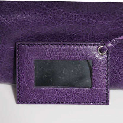 Balenciaga Agneau Giant 12 Silver Hardware Envelope Clutch Dark Violet 10 of 10