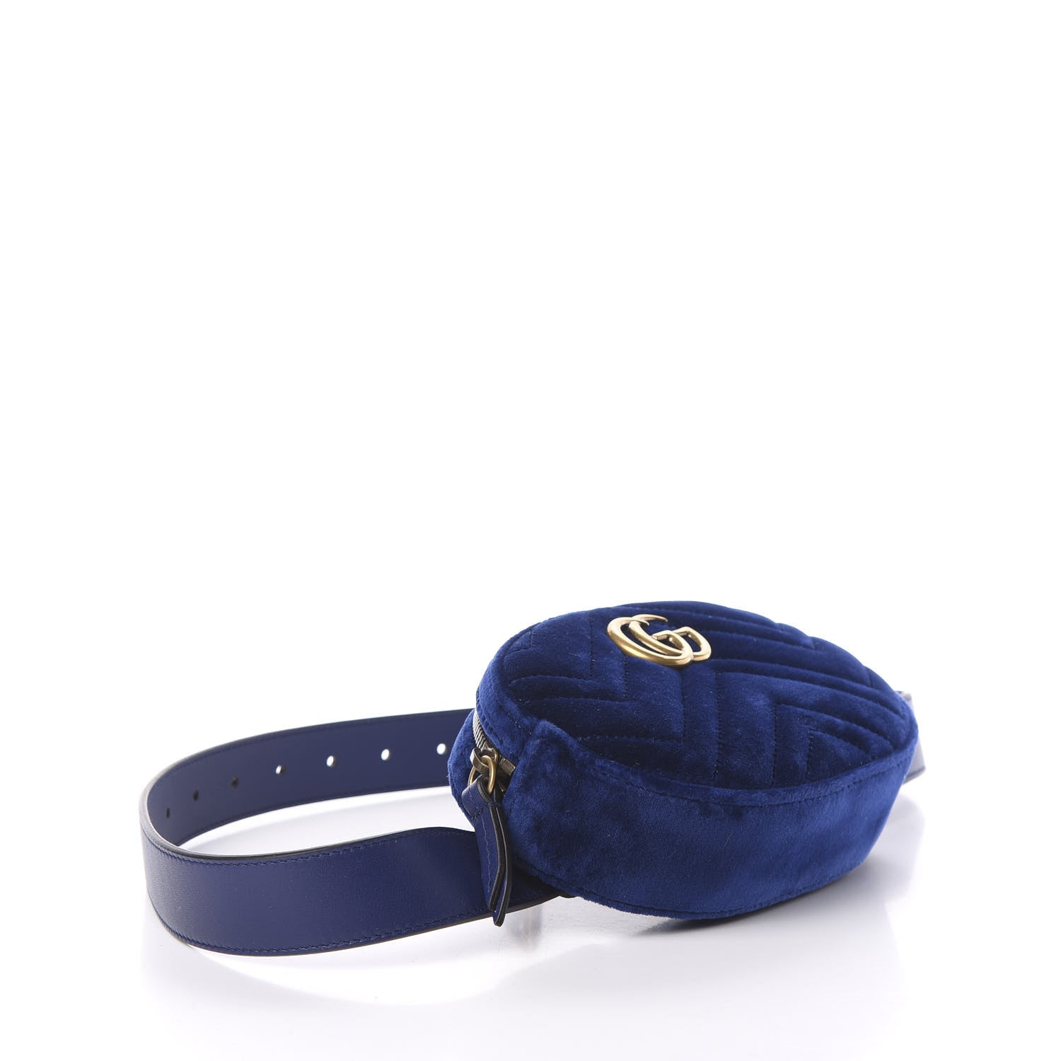 Gucci Velvet Matelasse GG Marmont Belt Bag 75 30 Cobalt Blue 3 of 9