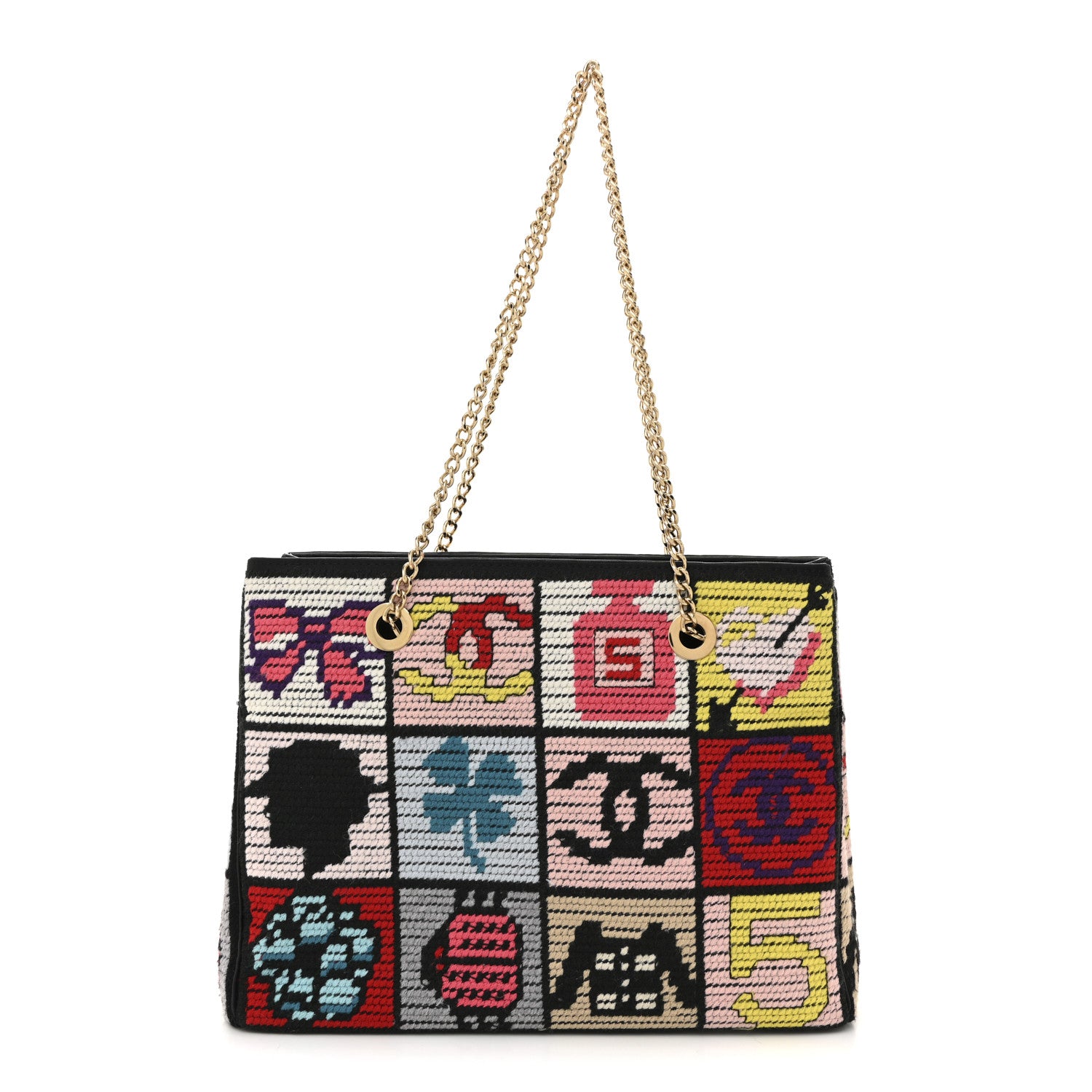 Chanel Needlepoint Precious Symbols Shoulder Bag Black 1 of 15