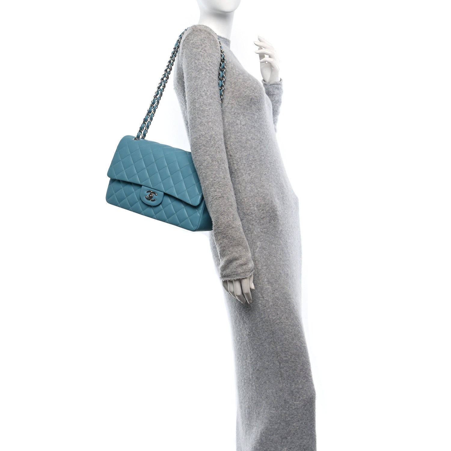 Chanel Lambskin Quilted Jumbo Double Flap Blue 2 of 10