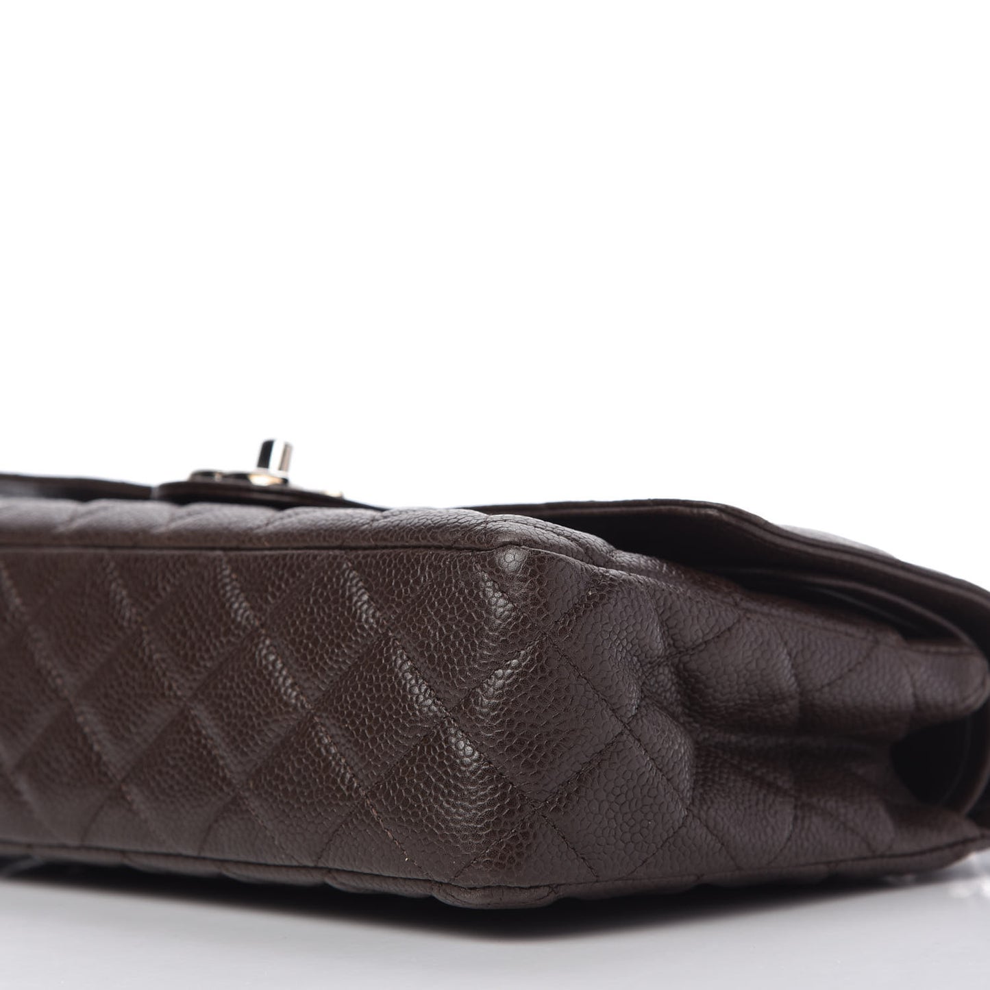 Caviar Quilted Medium Double Flap Brown