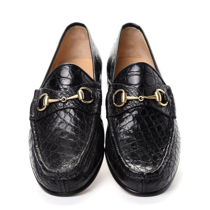 Gucci Crocodile Mens Horsebit Loafers 10 Black 5 of 12