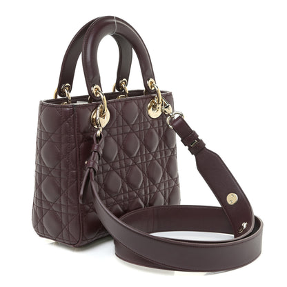 Christian Dior Lambskin Cannage Small Lucky Badges My Lady Dior Burgundy 3 of 15