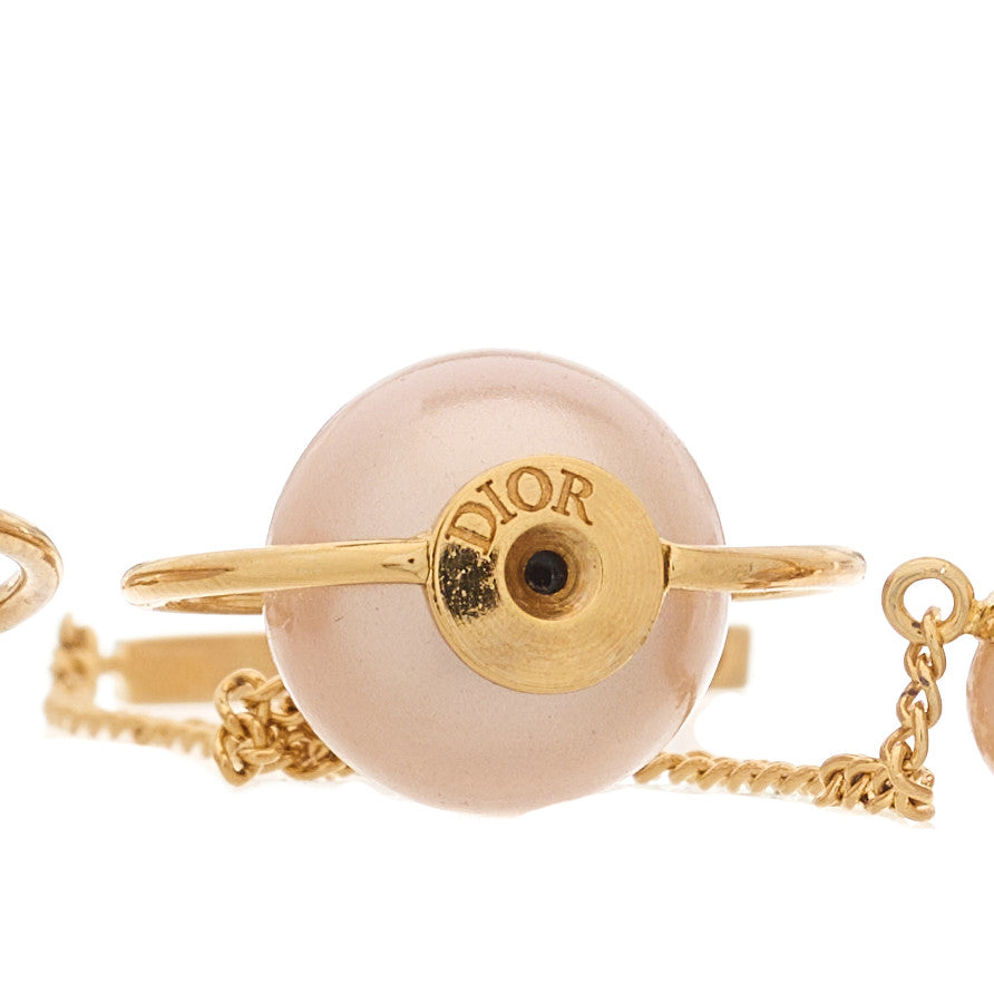 Christian Dior Pearl Tribales Dangle Chain Earrings Gold 4 of 4