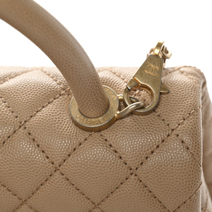 Chanel Caviar Quilted Small Coco Handle Flap Beige 13 of 13