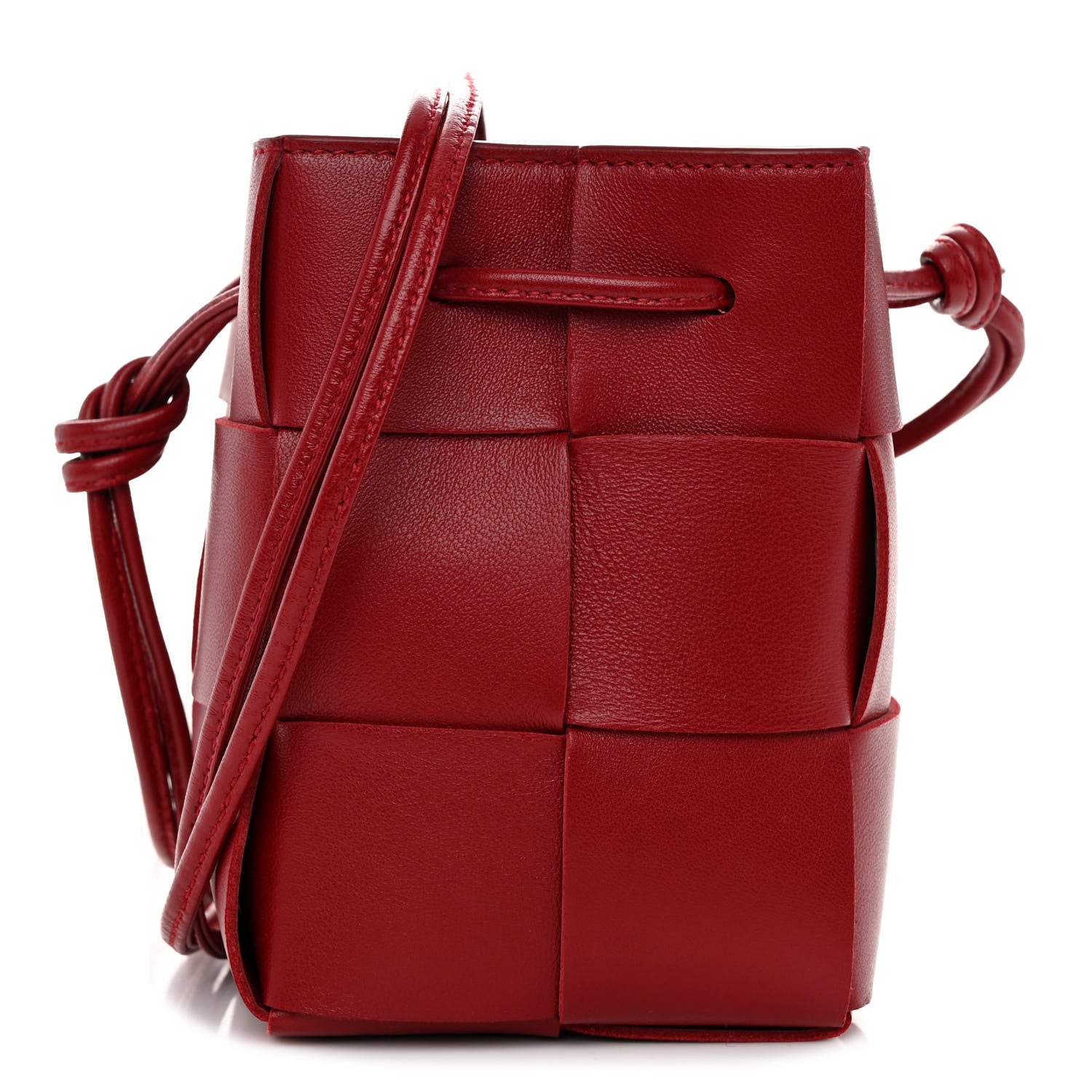 Bottega Veneta Nappa Maxi Intrecciato Mini Cassette Bucket Bag Dark Red 1 of 9