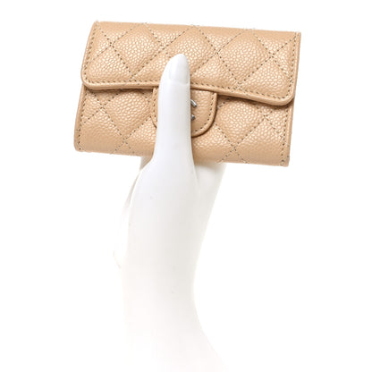 Chanel Caviar Quilted Flap Card Holder Wallet Beige 2 of 9