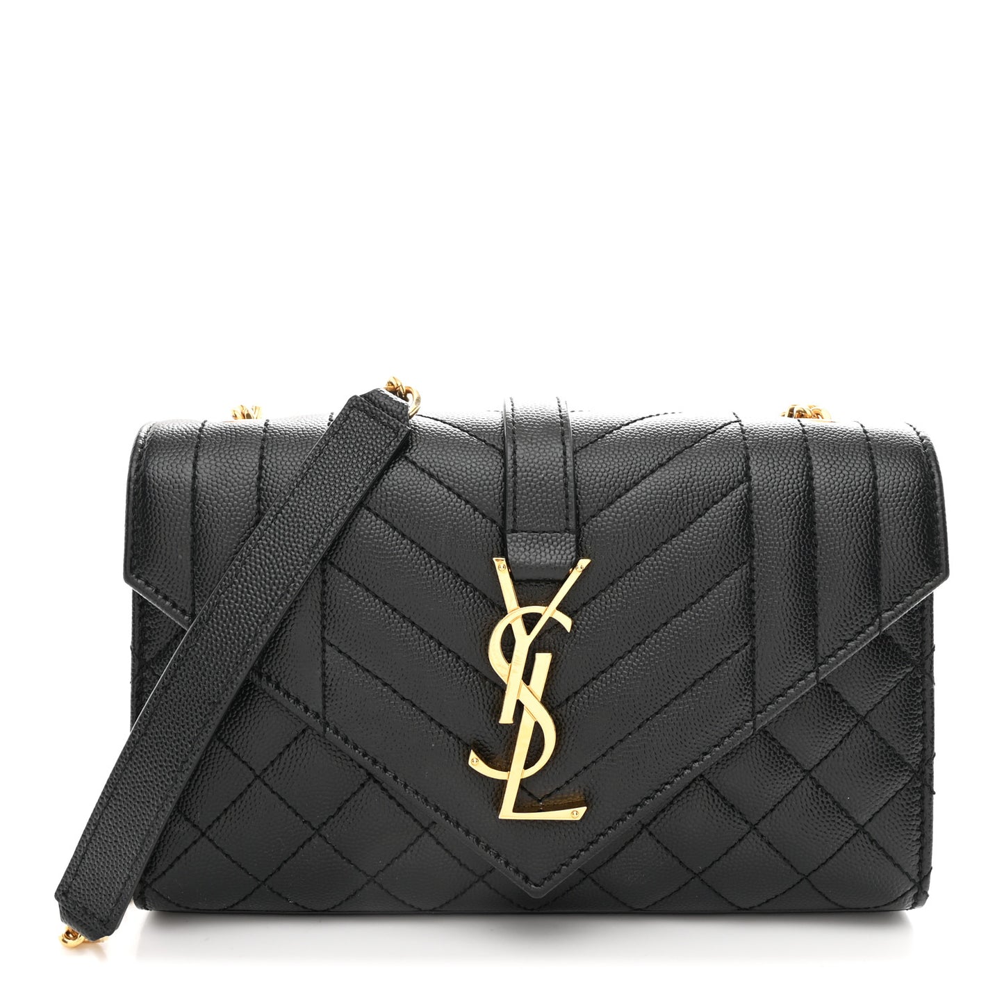 Grain De Poudre Textured Mixed Matelasse Triquilt Small Monogram Satchel Black
