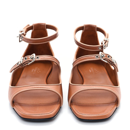 Hermes Goatskin Kirsten Sandals 38 Marron Glaise 3 of 10