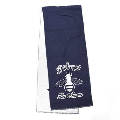Gucci Wool Bee Scarf Navy White 2 of 5