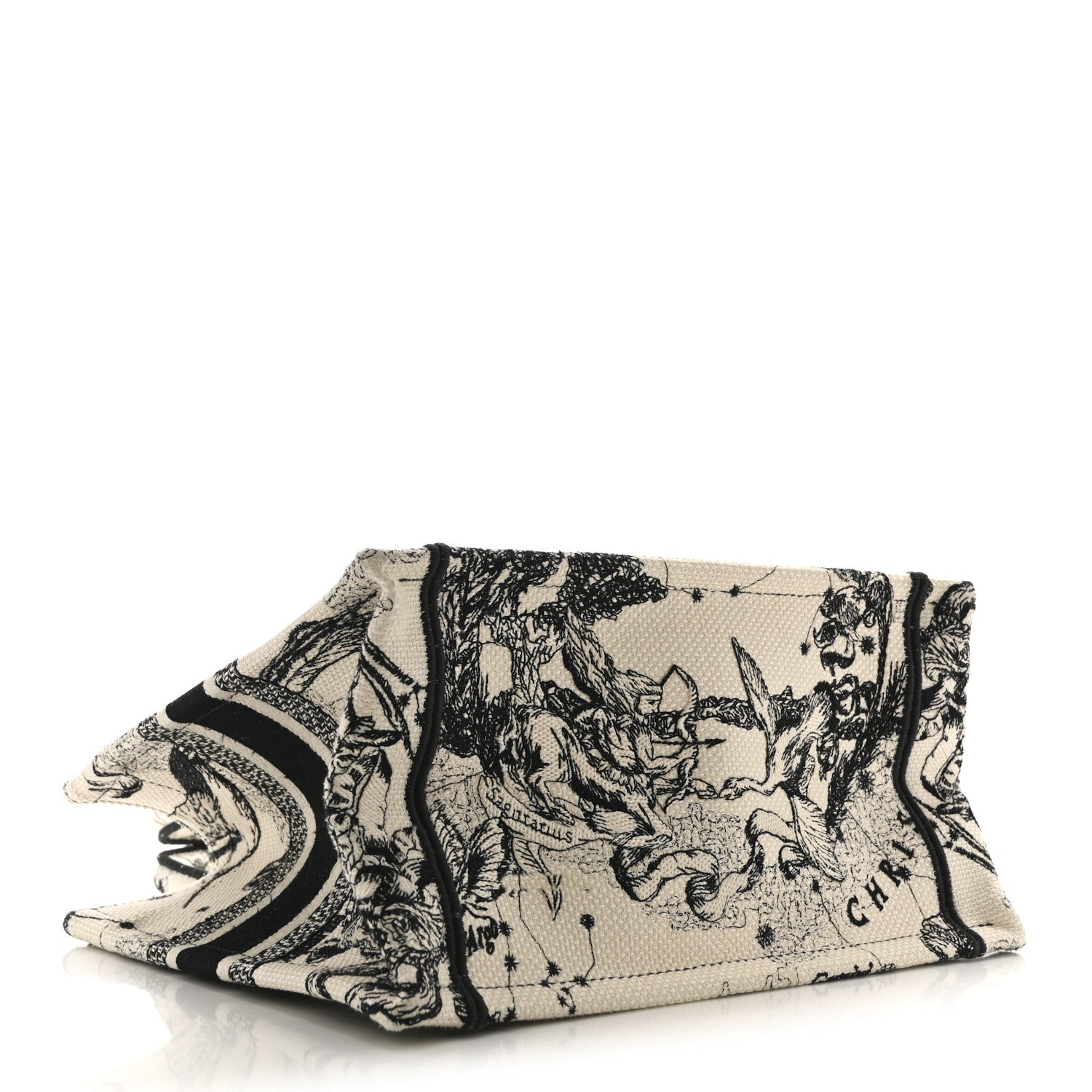 Christian Dior Canvas Embroidered Small Zodiac Toile De Jouy Book Tote Latte 4 of 15