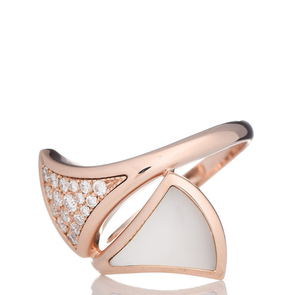 Bulgari 18K Rose Gold Mother of Pearl Diamond Divas' Dream Ring 54 6.75 3 of 7