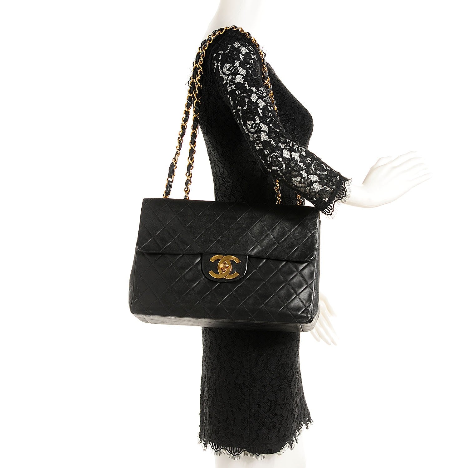 Chanel Lambskin Quilted XL Jumbo Flap Black 4 of 10