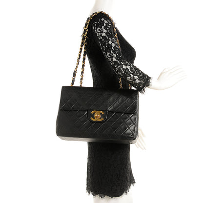 Chanel Lambskin Quilted XL Jumbo Flap Black 4 of 10