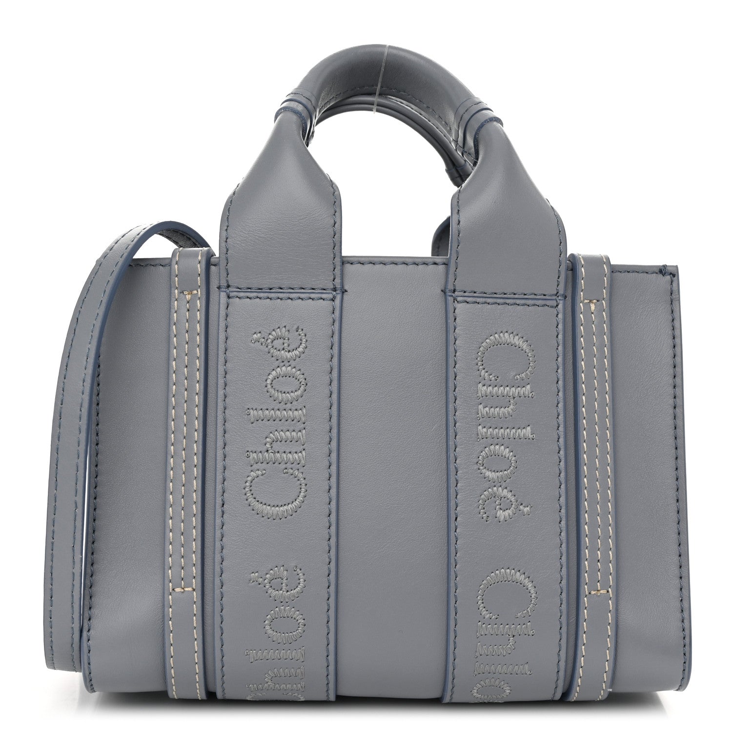 Chloe Calfskin Mini Woody Ribbon Tote Storm Blue 1 of 11