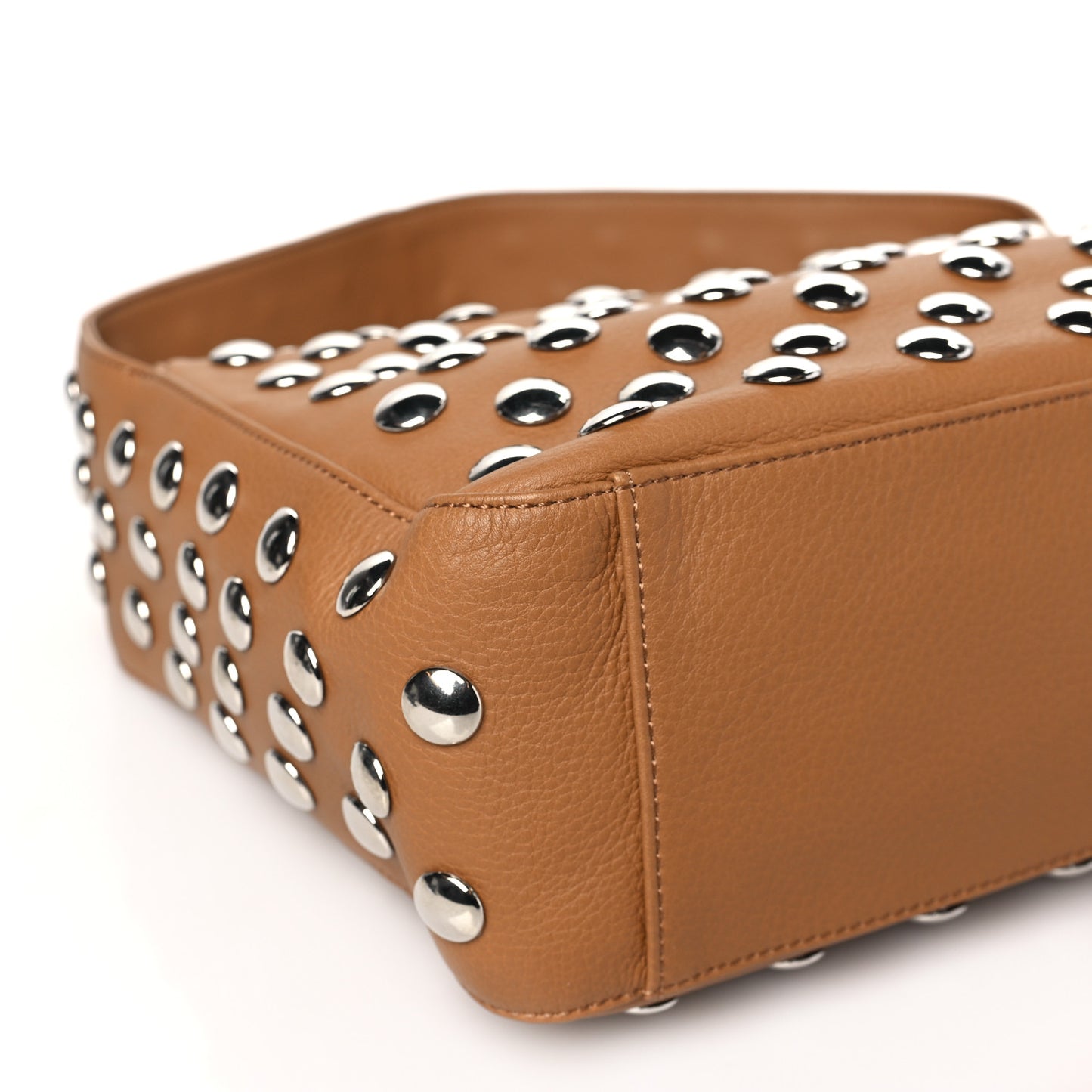 Pebbled Sport Calfskin Studded Elena Nougat