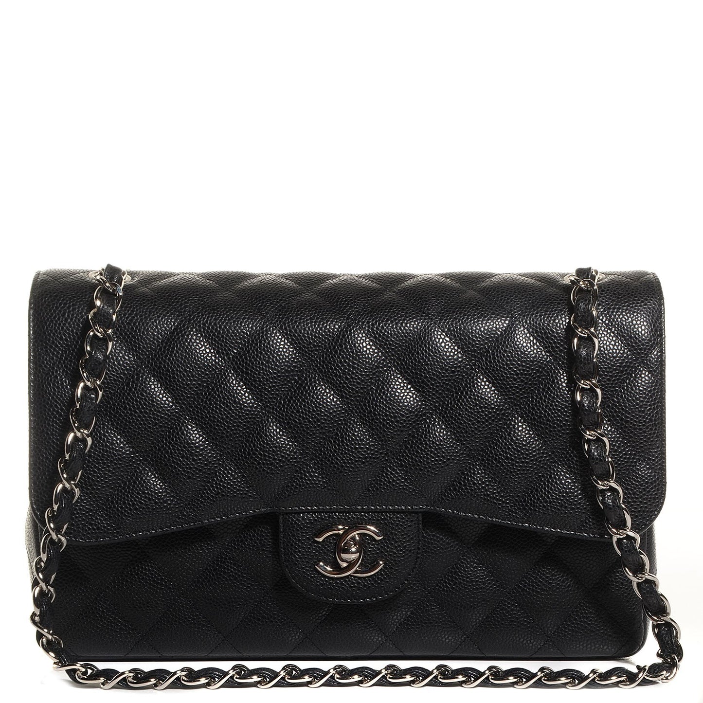 Caviar Quilted Jumbo Double Flap Black