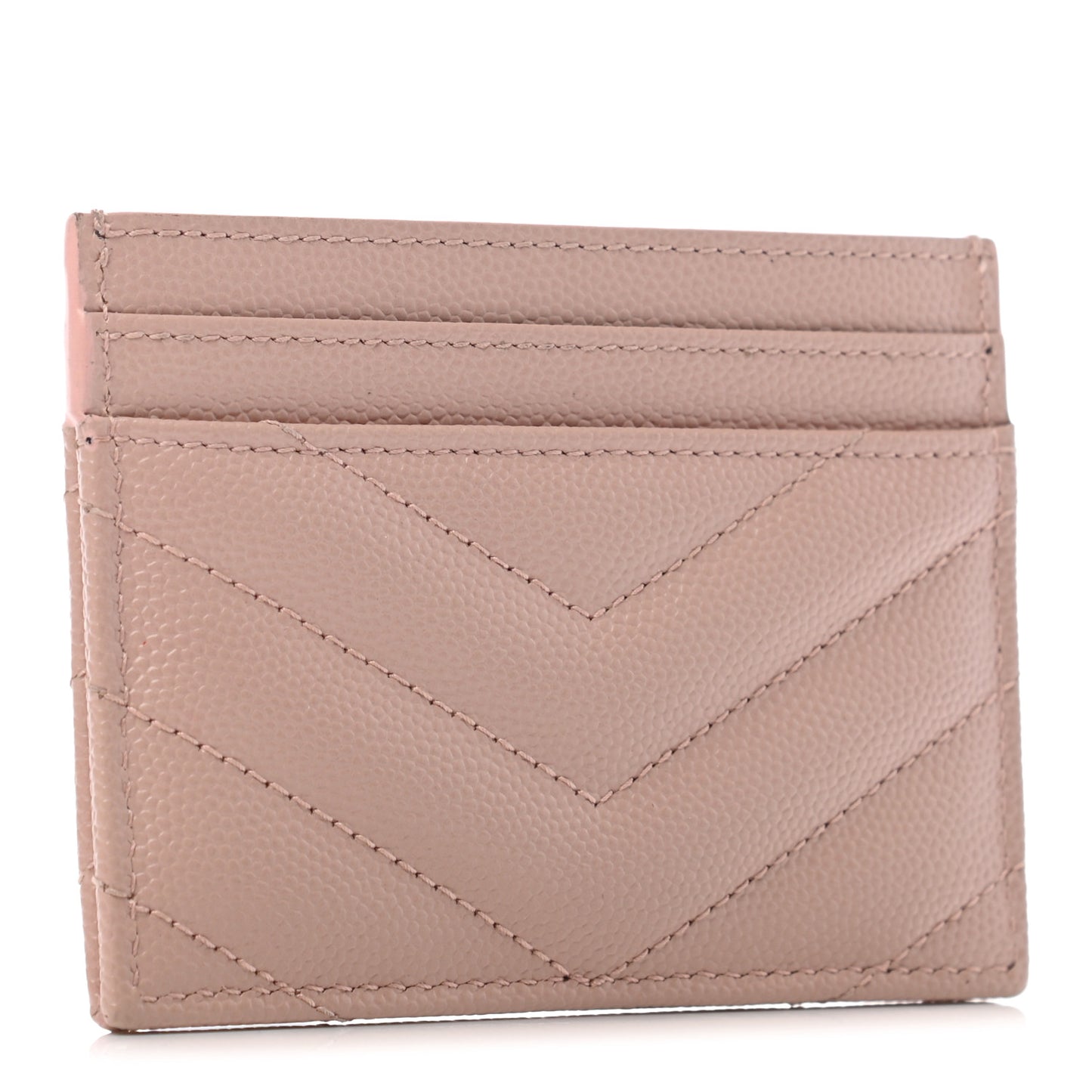 Grain De Poudre Matelasse Chevron Monogram Credit Card Case Pale Pink