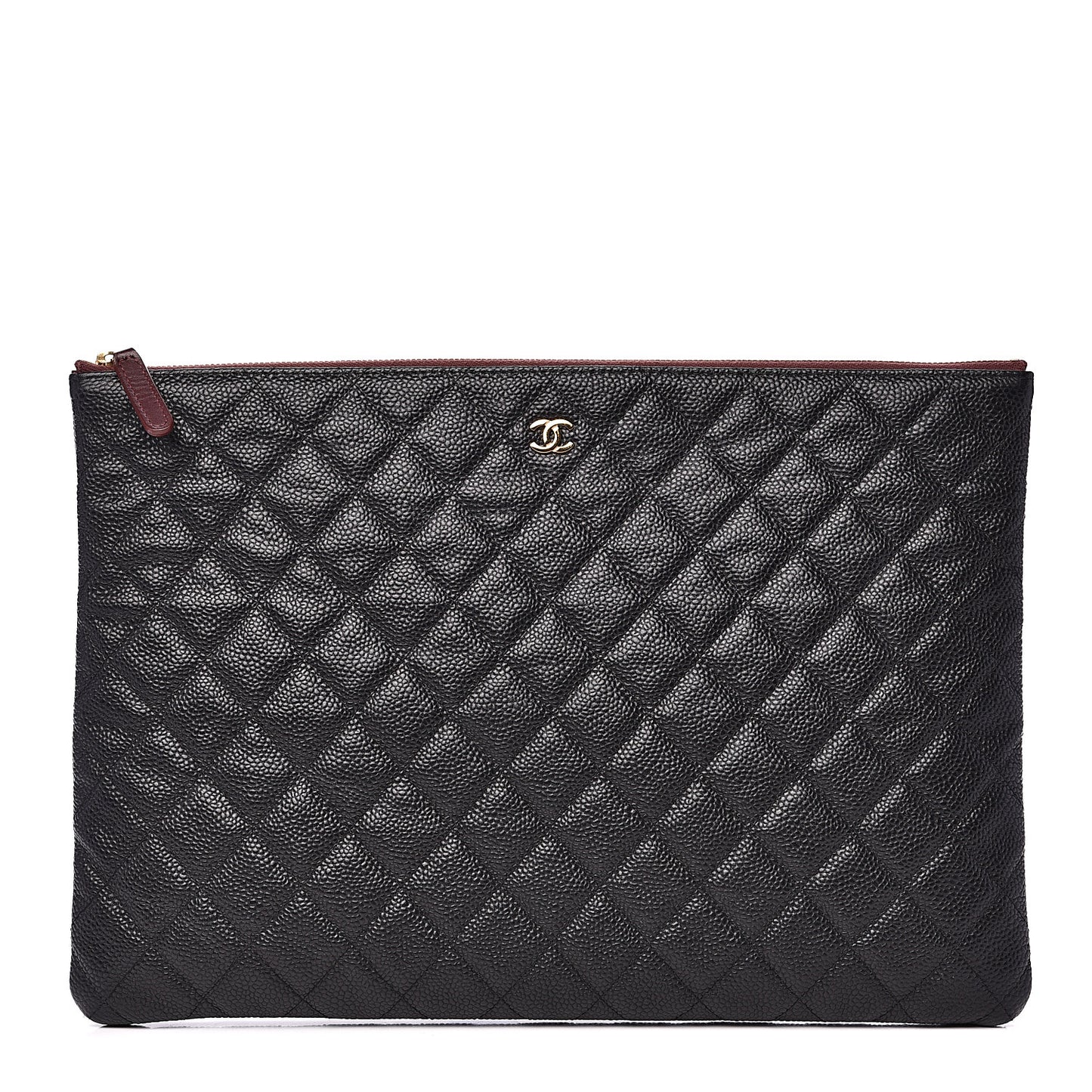 Caviar Quilted Large Cosmetic Case Black