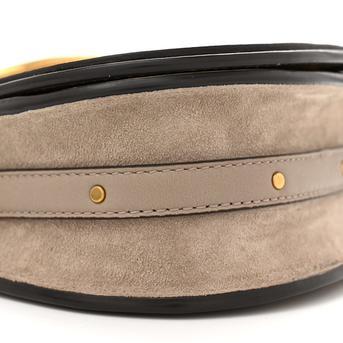 Calfskin Suede Small Nile Bracelet Bag Motty Grey