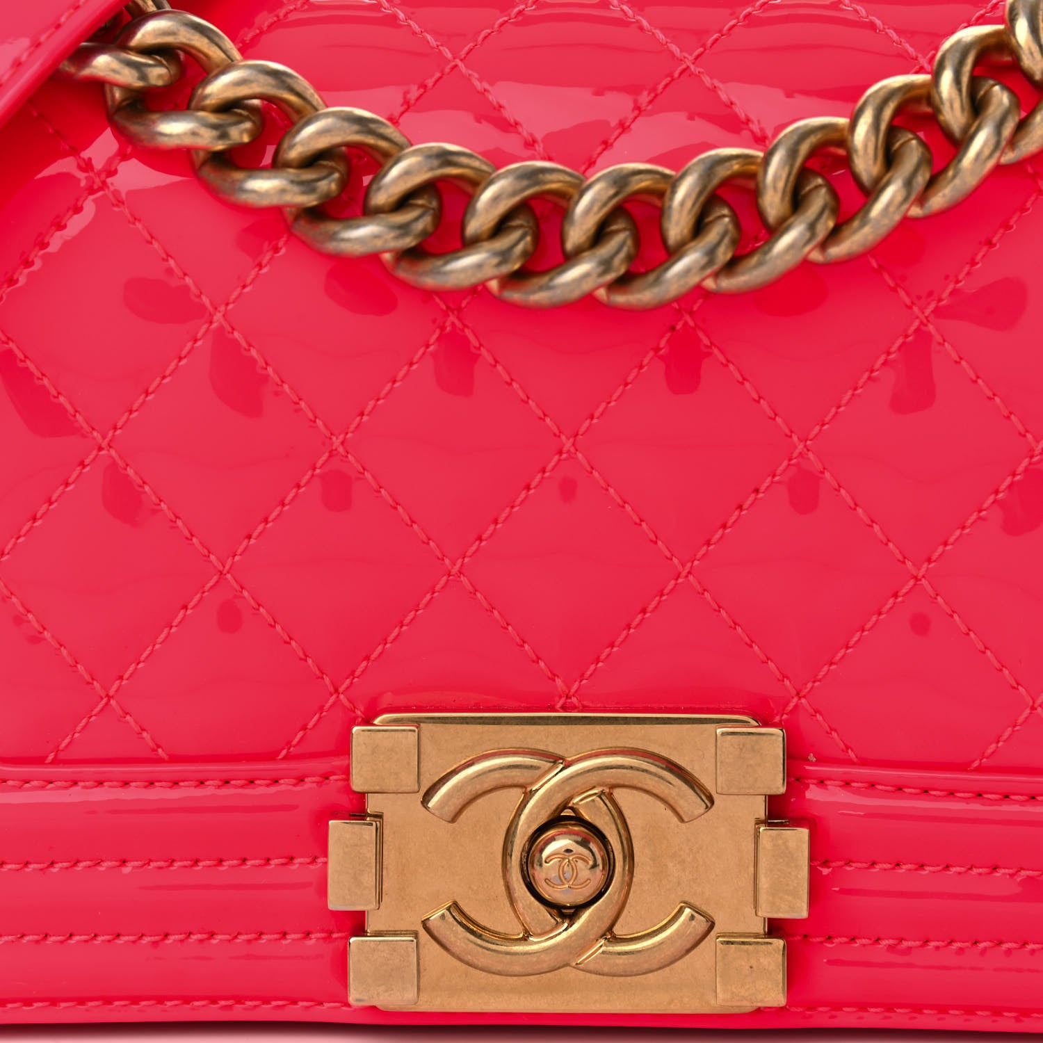 Chanel Patent Calfskin Quilted Small Boy Flap Pink 8 of 10