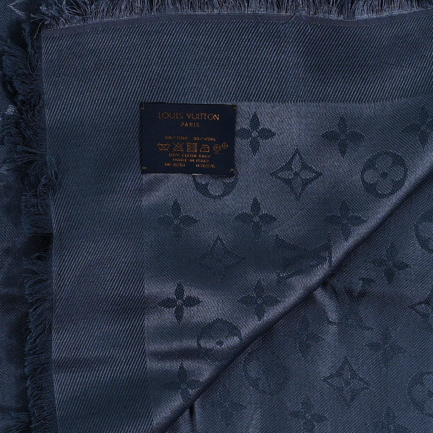 Louis Vuitton Silk Wool Monogram Denim Shawl Blue 3 of 3