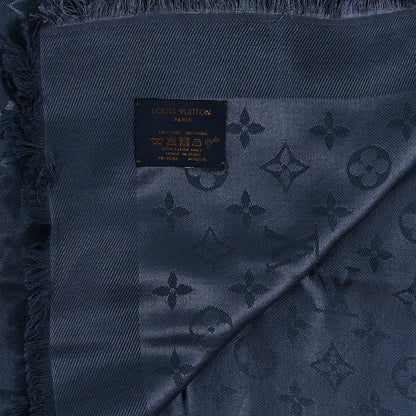 Louis Vuitton Silk Wool Monogram Denim Shawl Blue 3 of 3